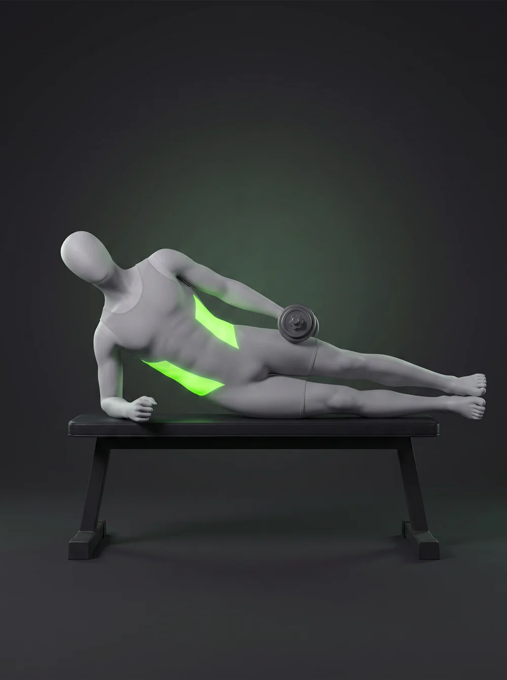 Bench-Supported Dumbbell Side Bend