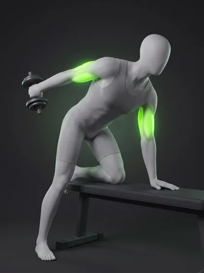 Bench Dumbbell Triceps Kickback