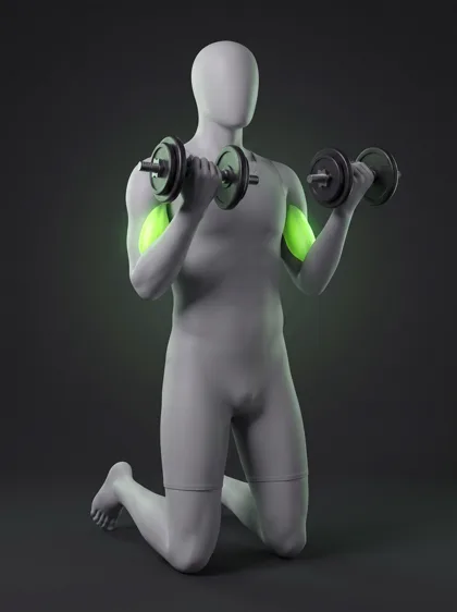 Kneeling Dumbbell Biceps Curl