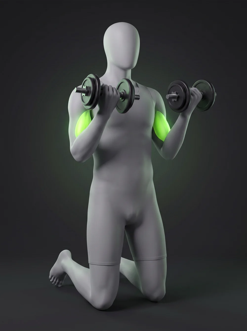 Kneeling Dumbbell Biceps Curl