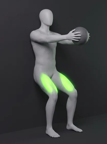 Wall Sit with Medicine Ball Press